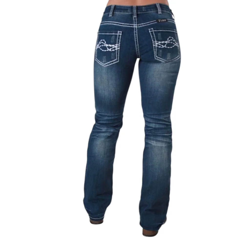 COWGIRL TUFF "Edgy" bootcut med wash rodeo jeans Style #JEDGYJ sz 26x33L EUC - Picture 4 of 16